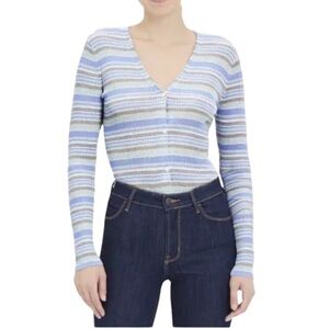 Theory Striped Cardigan in Washable Silk